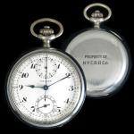 NYCRR Pocket Chronograph (1916) - pocket watch with timer manufactured by Gallet for rail road conductors and engineers of the New York Central Rail Road.